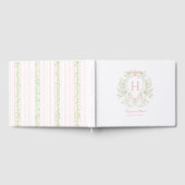 Sweet Leaf Crest w / Roze Bogen | Monogram bruilof Gastenboek (Volledig)