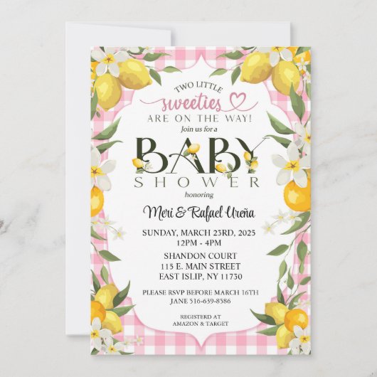 Sweet Lemon Bliss: een Baby shower om te onthouden Kaart (Voorkant)