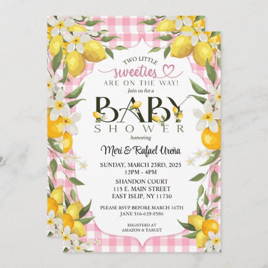 Sweet Lemon Bliss: een Baby shower om te onthouden Kaart (Voorkant / Achterkant)