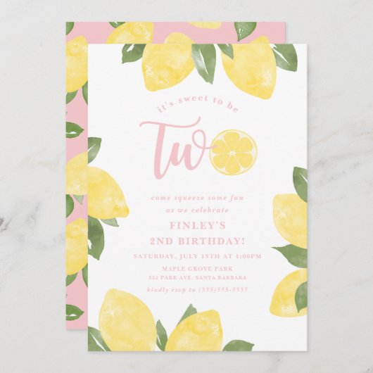 Sweet Lemons Invitation 2e anniversaire (Devant / Derrière)