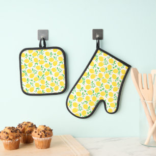 Sweet Lemons Leaf Pattern Ovenwant & Pannenlap Set