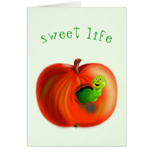 Sweet Life Card Jouer Worm En Pomme Rouge