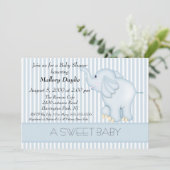 Sweet Light Blue Elephant Boy Baby shower Kaart (Staand voorkant)