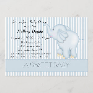 Sweet Light Blue Elephant Boy Baby shower Kaart