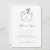 Sweet Light Blue Stork Crest Baby Boy Shower Bedankkaart (Voorkant)