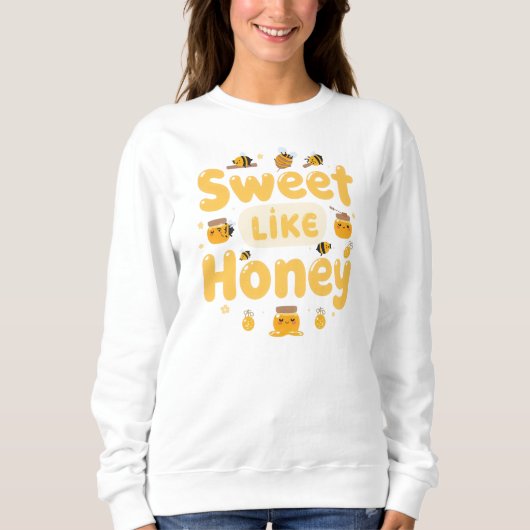 "Sweet Like Honey" Cute Bee and Honey Pot Trui (Voorkant)