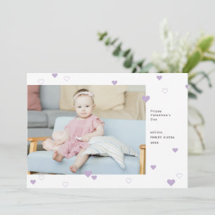 Sweet Lila Hearts Happy Valentine's Day Foto Feestdagenkaart