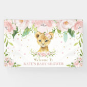 Sweet Lion Cub Blush Roze Bloemen Achtergrond Welk Spandoek (Horizontaal)