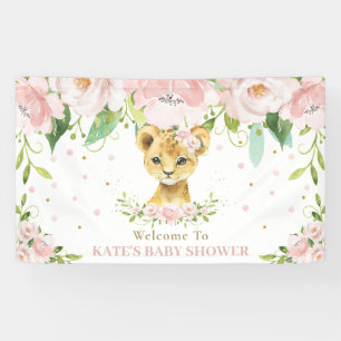 Sweet Lion Cub Blush Roze Bloemen Achtergrond Welk Spandoek