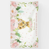 Sweet Lion Cub Blush Roze Bloemen Achtergrond Welk Spandoek (Verticaal)