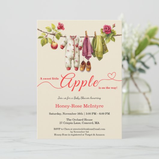 Sweet Little Apple Baby Shower | Fall Rustic Baby Kaart (Staand voorkant)