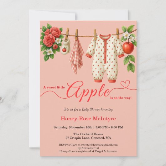 Sweet Little Apple Baby Shower | Fall Rustic Baby Kaart (Voorkant)
