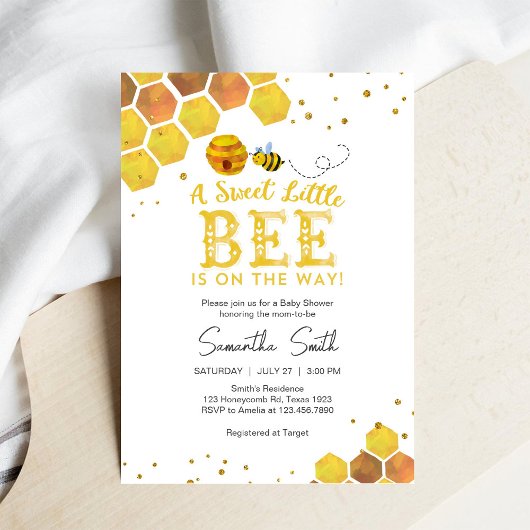 Sweet Little Bee Honey Bee Baby Shower Invitation