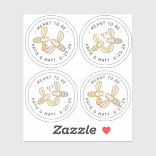 Sweet Little bijen Heart Meant to be Wedding Honey Sticker