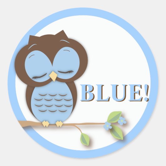 Sweet Little Boy Uil op een Branch Team BLUE! Ronde Sticker (Voorkant)
