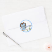 Sweet Little Boy Uil op een Branch Team BLUE! Ronde Sticker (Envelop)