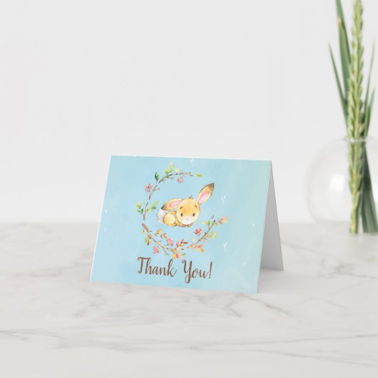 Sweet Little Bunny Boys Baby shower Merci Note (Devant)