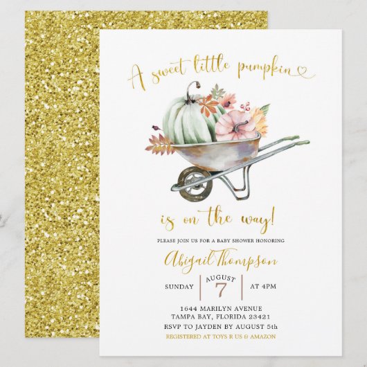 Sweet Little Citrouille Baby shower Invitation (Devant / Derrière)
