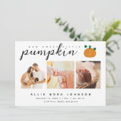 Sweet Little Citrouille Photo Fall Baby Faire-part (Debout devant)