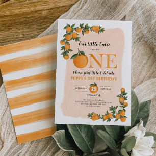 Sweet Little Cutie Oranje Citrus 1st Birthday Kaart