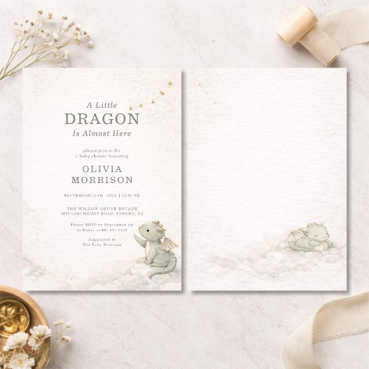 Sweet Little Dragon Baby Shower Invitation