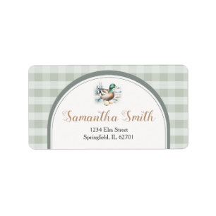 Sweet Little Duckling Gingham Baby shower Adres Etiket