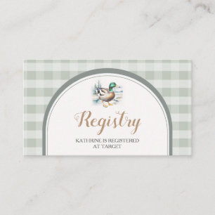 Sweet Little Duckling Gingham Baby shower Registry Informatiekaartje