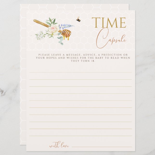 Sweet Little Honey Baby shower Time Capsule (Voorkant / Achterkant)