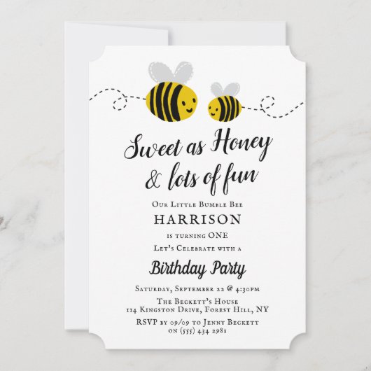 Sweet Little Honey Bee 1e verjaardag Kaart (Voorkant)