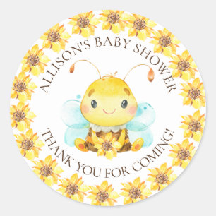 Sweet Little Honey Bee Baby shower Dank je wel Cla Ronde Sticker