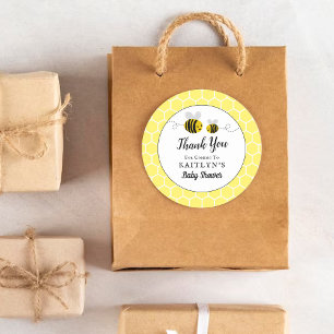 Sweet Little Honey Bee Baby shower Favor Dank je Ronde Sticker