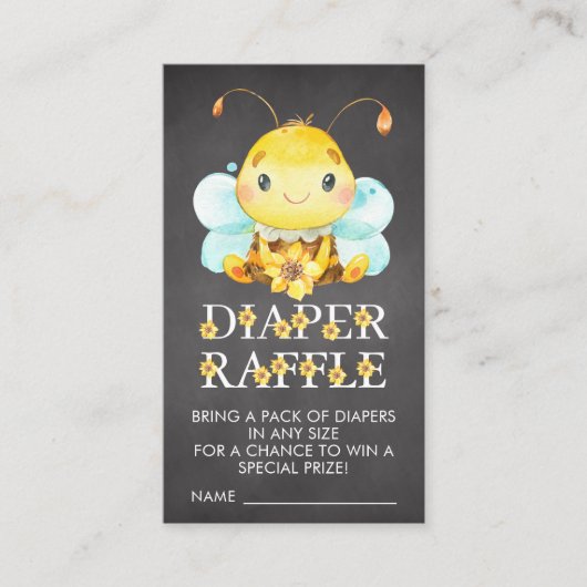 Sweet Little Honey Bee Diaper Raffle Ticket Informatiekaartje (Voorkant)