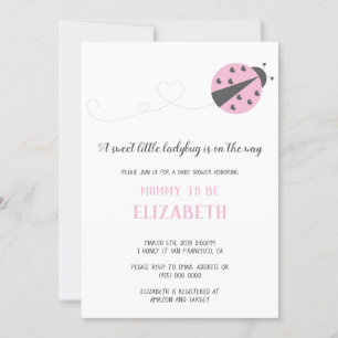 Sweet little ladybug baby shower Invitation QR Kaart