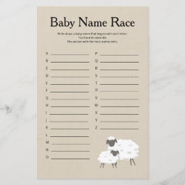 Sweet Little Lamb Baby Naam Race Sbaby Shower Game