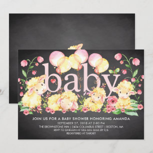 Sweet Little Lamb Baby shower Invitation Kaart