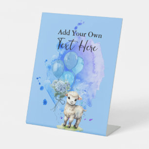 Sweet Little Lamb Blue Hydrangea Voeg je eigen woo Reclamebord Met Voetstuk