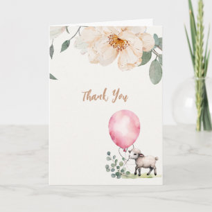 Sweet Little Lamb Floral Baby shower Bedankkaart