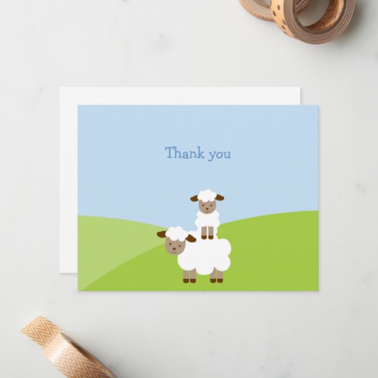 Sweet Little Lamb Merci Cartes de notes (Devant/Arrière en situation)