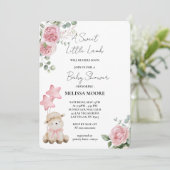 Sweet Little Lamb Pink Flowers Kaart (Staand voorkant)