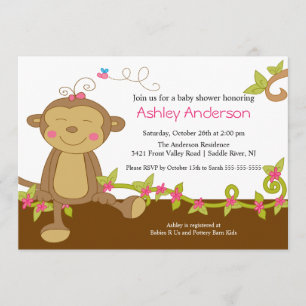 Sweet Little Monkey Baby shower Invitation Kaart