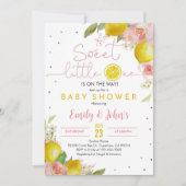 Sweet Little One Lemon Baby shower Invitation rose (Devant)