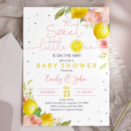 Sweet Little One Lemon Baby shower Invitation Roze Kaart