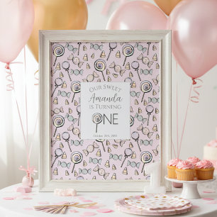 Sweet Little One Snoep thema eerste verjaardag Poster