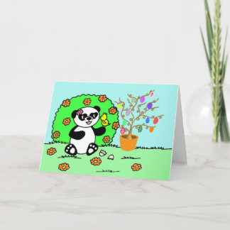 Sweet little panda is celebrating Easter Feestdagen Kaart