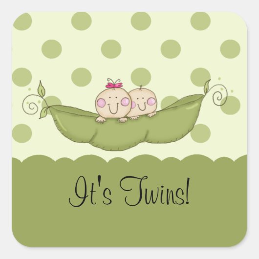 Sweet Little Pea Baby Twins Square Sticker (Voorkant)