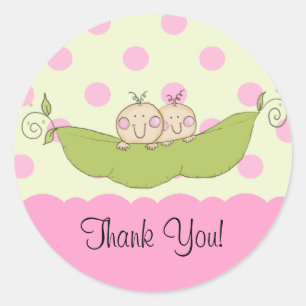 Sweet Little Pea Twins Baby shower Sticker Roze