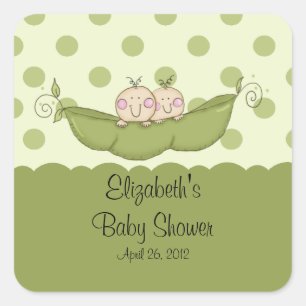 Sweet Little Pea Twins Baby shower vierkante stick Vierkante Sticker
