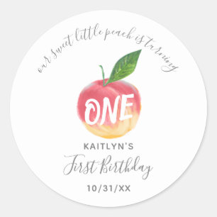 Sweet Little Peach 1st Birthday Ronde Sticker
