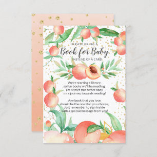 Sweet Little Peach Baby shower Book for Baby Card Informatiekaartje