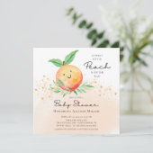 Sweet Little Peach Baby Shower  Invitation (Debout devant)